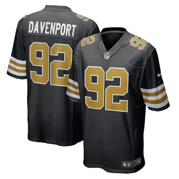 Men New Orleans Saints #92 Marcus Davenport Nike Black Alternate Game NFL Jersey->new orleans saints->NFL Jersey